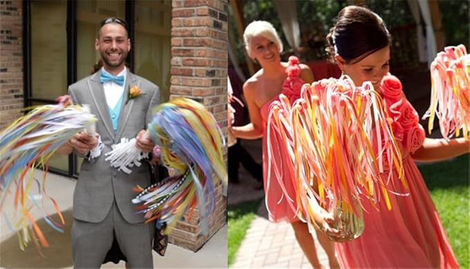 30pcs Ribbon Stick Wands Party Streamers for Wedding Party Activities (Purple)