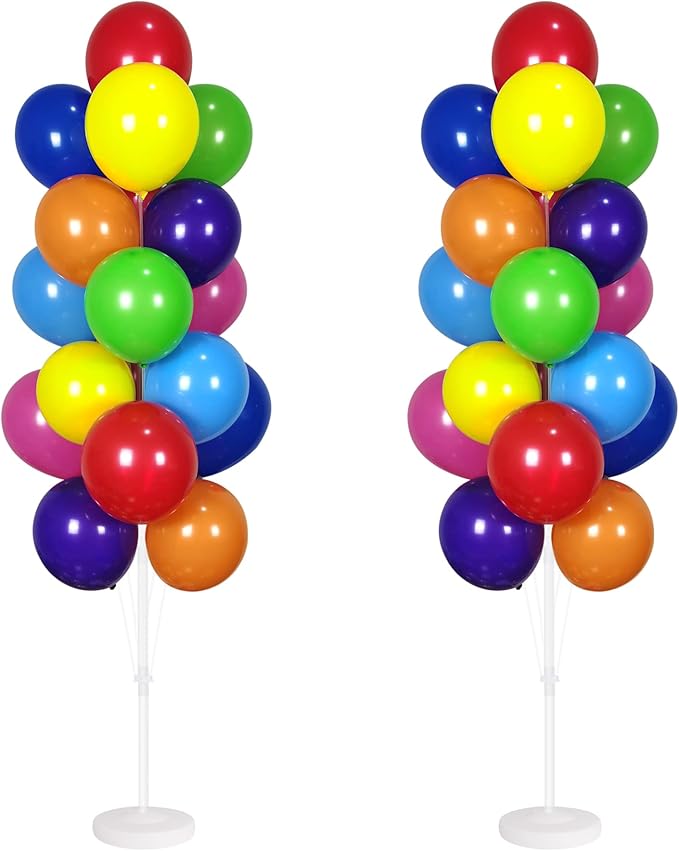Balloon Column Stand Kit, Set of 2, 74-Inch Reusable Balloon Tower with 38 Balloons