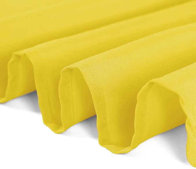 132 inch Round Tablecloth Washable Polyester Table Cloth Decorative Table Cover for Wedding Party Dining Banquet（132 inch, Yellow）