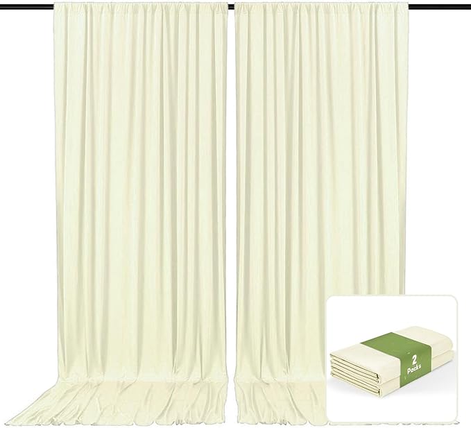 2 Panels Beige Backdrop Curtain, 10 x 7 Feet Background Curtains for Parties, Weddings, Baby Showers, Bachelorette Halloween, Christmas Birthday Party Photoshoot Backdrop Curtains Decorations