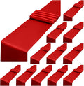 12 Pack Red Satin Table Runner,12 x 108 inch Long Premium Smooth Table Runner for Wedding, Banquets, Birthday, Party, Graduation, Engagements,Table Runners fit Rectangle and Round Table