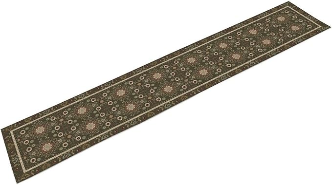 Vintage Boho Floral Table Runner, Rustic Country Farmhouse Brown Bohemia Flower Pattern for Home Kitchen Table Decor Dining Coffee Room Party Decor 13x108in