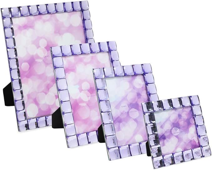 Isaac Jacobs Decorative Sparkling Light Purple Jewel Picture Frame, Photo Display & Home Décor (8x10, Light Purple)