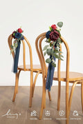 Artificial Flowers for Chairs, 8 Pack Burgundy and Navy Wedding Pew Decor