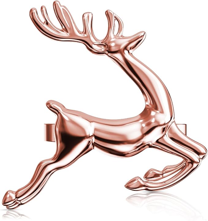 ZeeDix Set of 8 Rose Gold Elk Chic Napkin Rings for Christmas Dinning Table Setting-Wedding Receptions, Christmas, Thanksgiving and Home Kitchen for Casual or Formal