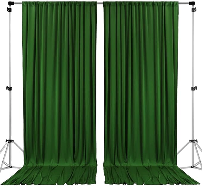 AK TRADING CO. 10 feet x 10 feet Valley Green Polyester Backdrop Drapes Curtains Panels with Rod Pockets - Wedding Ceremony Party Home Window Decorations