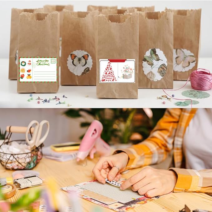 100-1000pcs Custom Stickers Merry Christmas Stickers Personalized Labels Adhesive Xmas Decorative Envelope Seals Stickers for Cards Gift Boxes(Round-7)