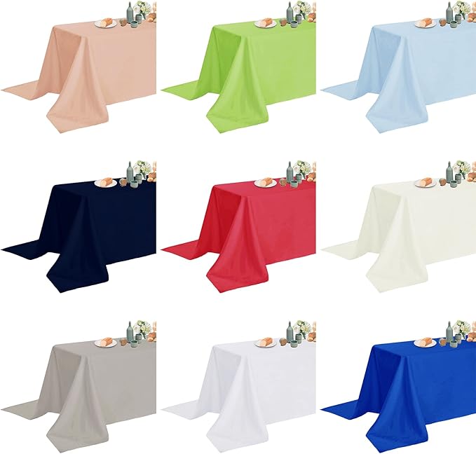Black Rectangle Polyester Tablecloth, Waterproof and Wrinkle Free