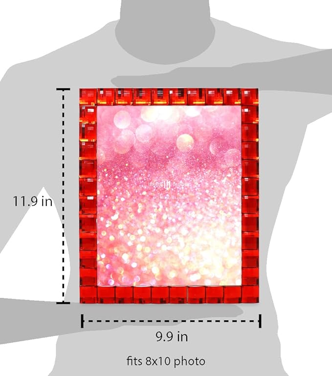 Isaac Jacobs Decorative Sparkling Red Jewel Picture Frame, Photo Display & Home Décor (8x10, Red)