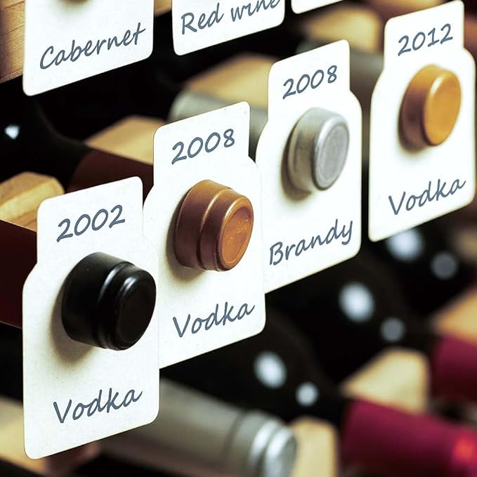 100PCS Wine Bottle Tags –Paper Hanging Cellar Labels for Bottle Neck, Double-Sided Writable Gift Tags for Wine Racks, Champagne & Homebrew Organization (White)