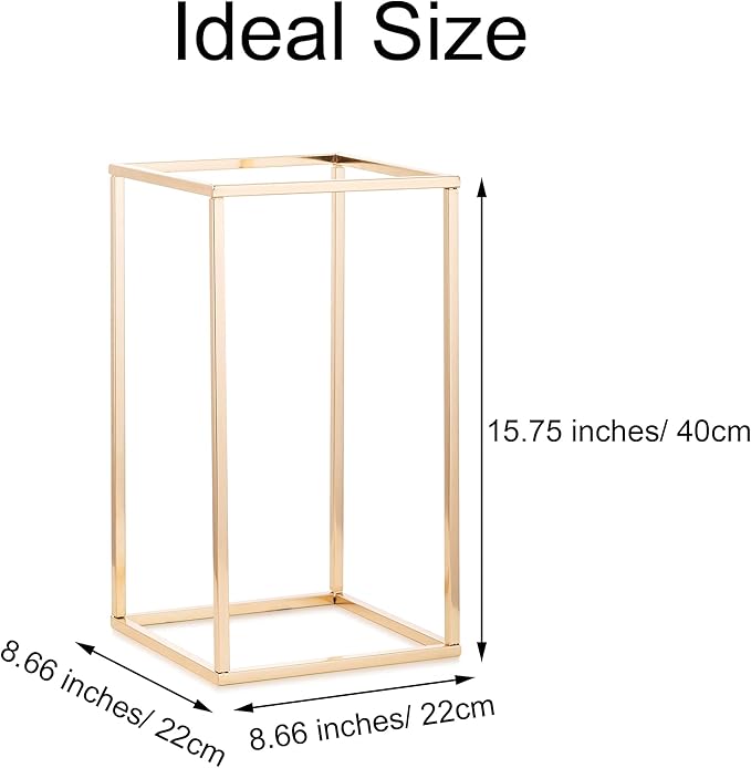 Vase Gold Metal Cube Centerpiece Stand, 3 Sizes, 15.75 to 31.5 Inch