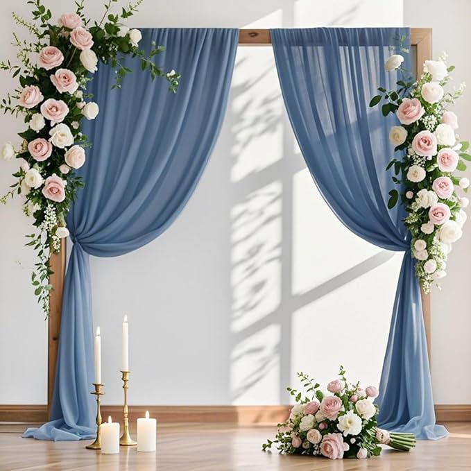 Outdoor Curtains Dusty Blue Sheer Gauze Drapes, 2 Panels 29 x 240 Inches