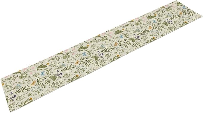 Wildflowers Floral Table Runner, Retro Flower Butterfly Seasonal Spring Summer Kitchen Dinning Table Runner for Indoor Outdoor Home Wedding Party Holiday, 13x36 Inch