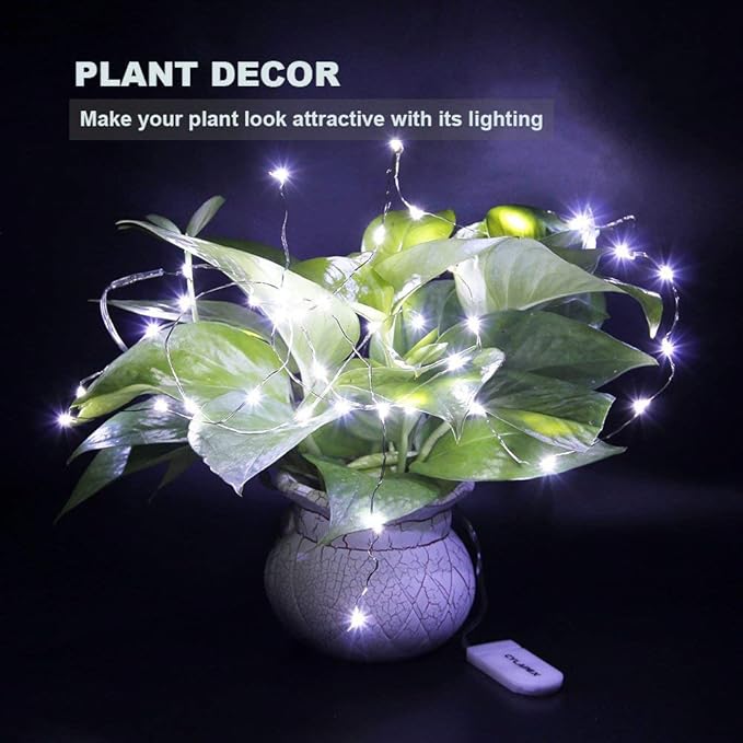 CYLAPEX Pack of 48 Cool White Fairy Lights String Battery Operated Fairy Lights, 3.3ft 20 LEDs Firefly Lights Silver Coated Copper Wire Lights for DIY Decor Christmas Decoration Costume