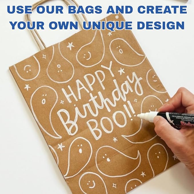 Gift Bags, Natural Kraft Paper, 10x5x13 Inches, 250 Pack