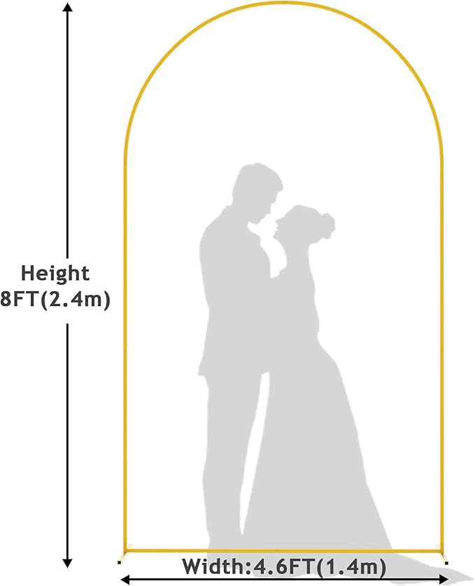 Arch Backdrop Stand 8 ft Tall Gold Iron Frame for Parties