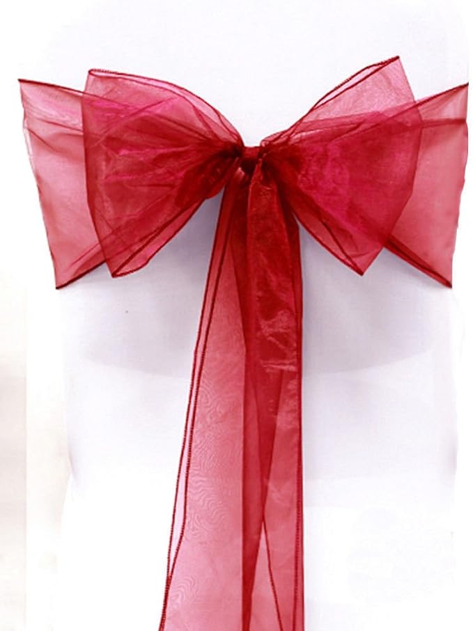 Chair Sashes Apple Red Organza 25 Pack 6.5 x 108 Inch