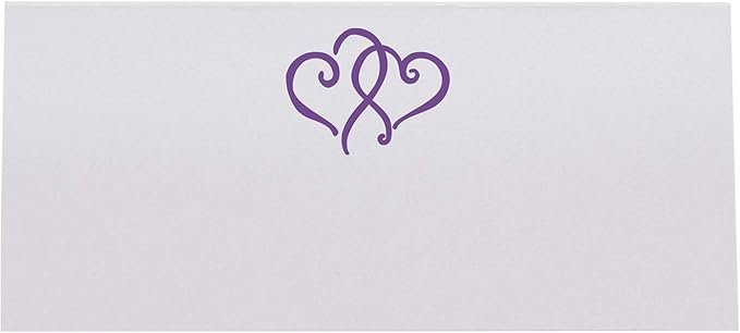 Linked Hearts Printable Place Cards, Purple (Choose Color), Set of 60 (10 Sheets), Laser & Inkjet Printers - Wedding, Party, Dinner, and Special Events - Made in the USA