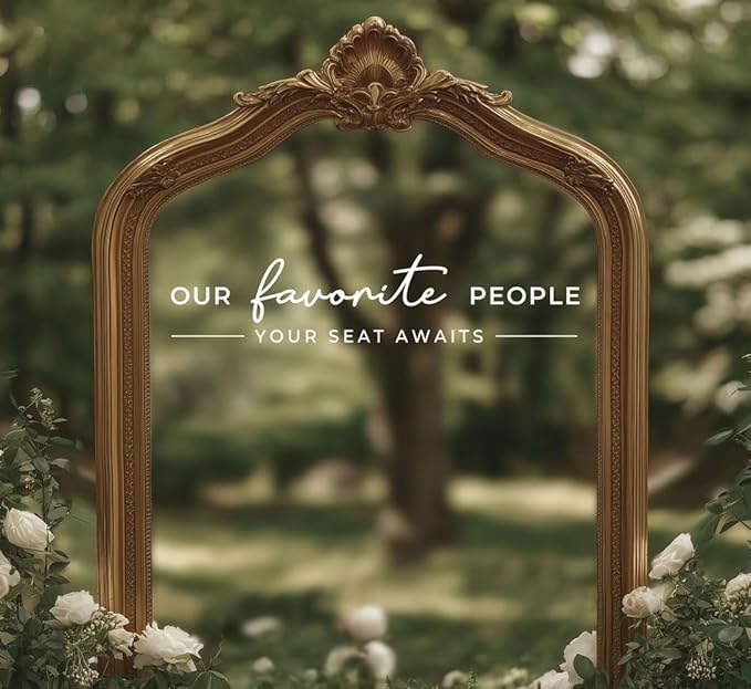 Our Favorite People Vinyl Decal, Please Find Your Seat Sign for Wedding Reception Wedding Vinyl Decal Seating Chart for Mirror, Your Seat Awaits (White, Width 20 inch)