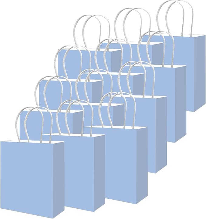 Gift Bags, 100 Light Blue Paper Bags for Party Favors