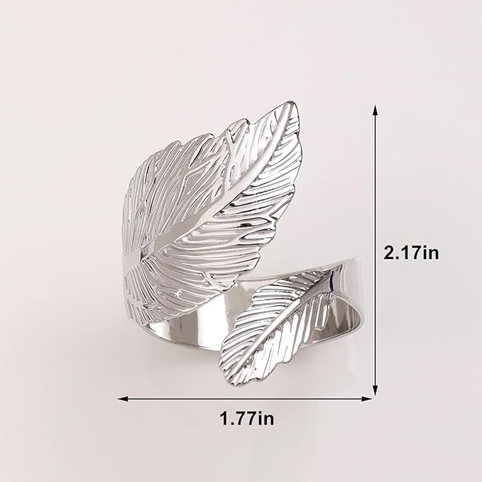 Napkin Rings 50-Pack Silver Leaf Metal Table Napkin Holders