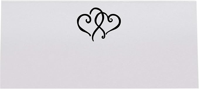 Linked Hearts Place Cards, Black (Choose Color), Set of 150, Pre-cut and Scored - Wedding, Party, Dinner, and Special Events - Made in the USA