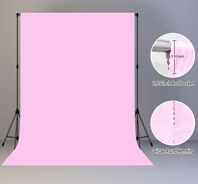 5x7FT Pink Backdrop for Screen Photography, High-end Polyester Photo Background for Photoshoot, Party, Video