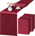 SHEJIZE 20 Pack Wine Red SatinTable Runner 12x108 Inches Long, Bright Silky Smooth Satin Table Runner Table Decor for Wedding Banquet Christmas Prom Event Birthday Party