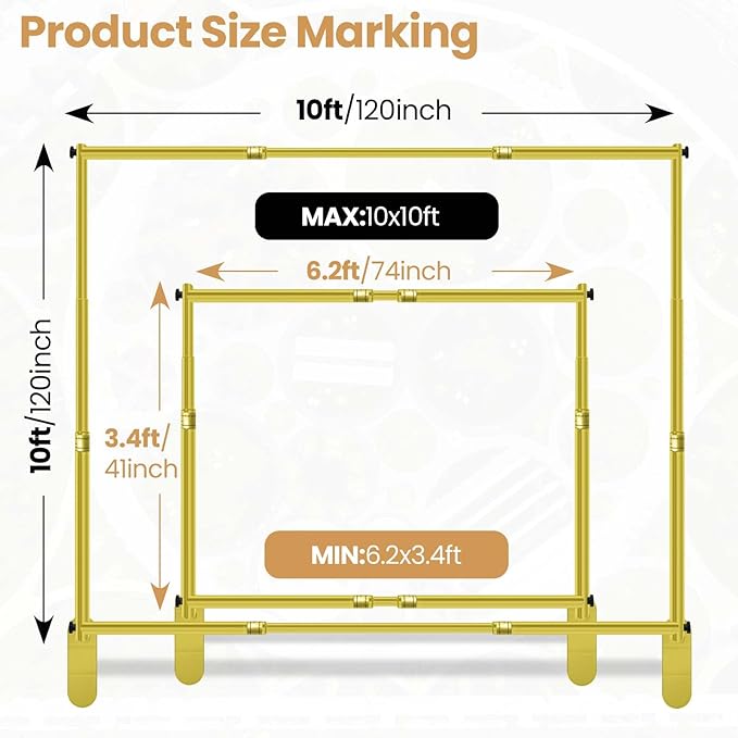 Background Support Stand, Adjustable Heavy Duty Metal, 3.4 to 10 ft