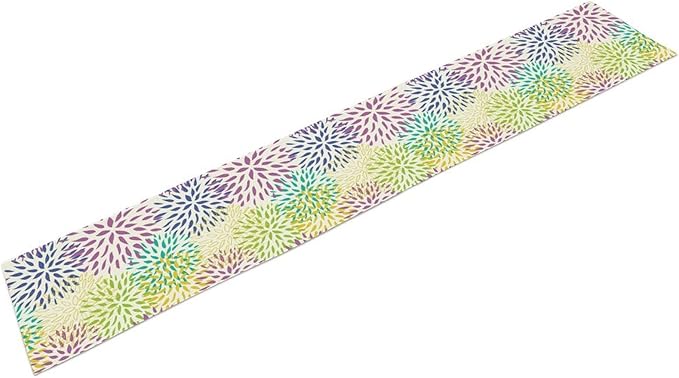 Purple Flowers Table Runner, Chrysanthemum Dahlia Vintage Modern Colorful Spring Summer Elegant Table Runner for Party Kitchen Dining Living Room Laundry Room Decor, 13x60 Inch