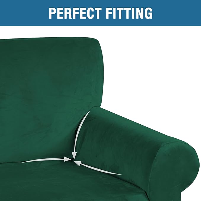 Sofa Slipcovers in Christmas Green Stretch Velvet for 58-72 Inch Loveseats
