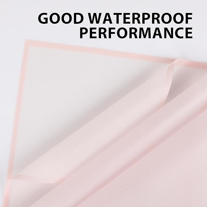 NESCCI 20 Sheet Flower Wrapping Paper - Waterproof Floral Bouquet Wrapping Paper, Florist Supplies Packaging Paper for Wedding Birthday Gift DIY (Translucent Pink)