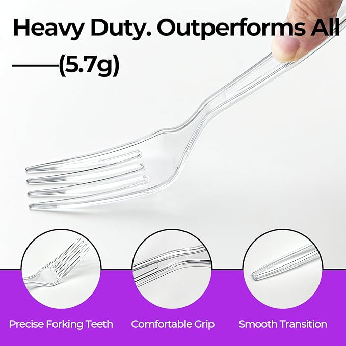 Clear Plastic Forks, 400 Count, Heavy Duty Disposable
