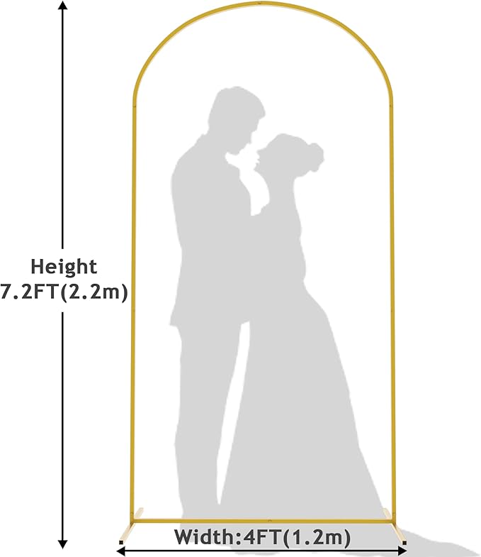 Background Support Equipment - Gold Metal Garden Arch, 7.2 x 4 ft