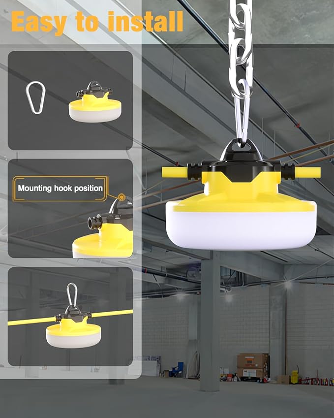 String Lights, 100 ft White LED Work Lights with 16,000 Lumens