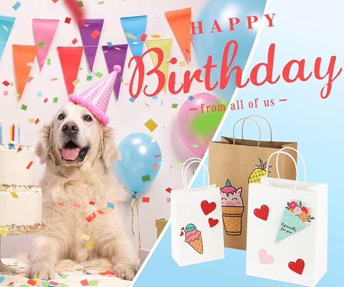 Gift Bags: Brown Kraft Paper with Twist Handles, 100 Count, 10x5x13 Inch