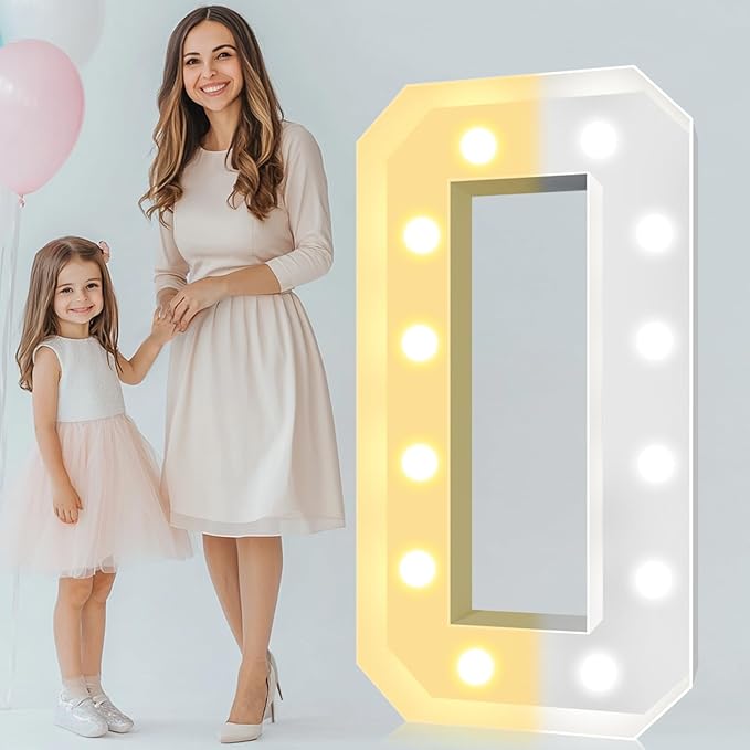 Decorations: 4 FT Mosaic Letter O with Warm or Cool White LED Lights