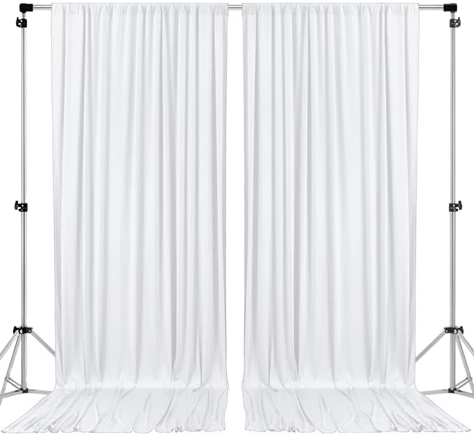 AK TRADING CO. 10 feet x 10 feet Polyester Backdrop Drapes Curtains Panels with Rod Pockets - Wedding Ceremony Party Home Window Decorations - White