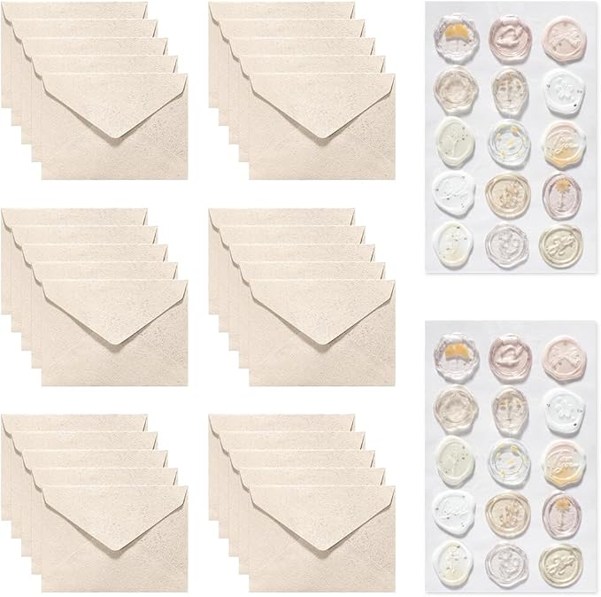 30 Pieces A6 Envelopes with 30 Seal Stickers, 6.32 x 4.45 inch Envelopes for 4 x 6 Wedding Invitation Cards, Greeting Cards, Graduation, Birthday Party Invitations, Yellow.