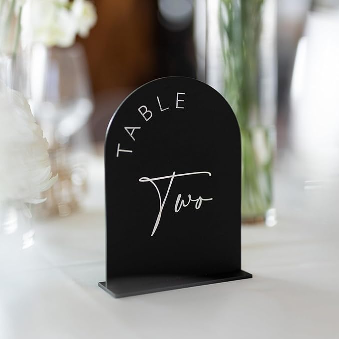 Place Card Table Numbers 1-20, Black Arch Acrylic, 5x7 Inch