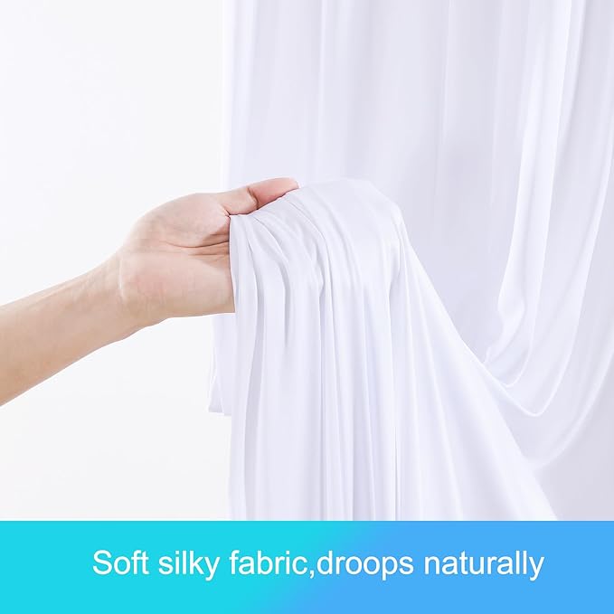 Backdrop Curtains, White Wrinkle Free Fabric, 5x12ft Panels, Set of 10