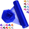 Crystal Organza Fabric Tulle - 16" by 50 Yards Sheer Fabric for Wedding Party Decoration Bridal Shower Tutu Roll Netting Spool Ribbon Wrapping (Royal Blue)