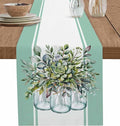 Eucalyptus Cotton Linen Table Runner for Dining Kitchen, Wedding Outdoor Party Tablerunners Decoration, Green Leaves Botanical Plants Watercolor Dresser Scarf Coffee Tablecloth Runners 13x72 Inches