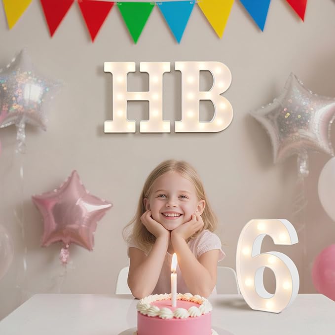 LED Marquee Light Up Numbers Sign - Lighted Birthday Numbers Sign for Birthday Party Decoration, Bar Wall, Home, Table Room, Wedding and Christmas Decorations, Number 2