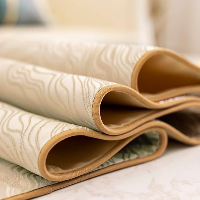 Avigers 12 x 78 Inch Decorative Luxury Abstract Striped Beige Table Runners with Tassels for Home Living Room Bedroom Art Decor Wedding