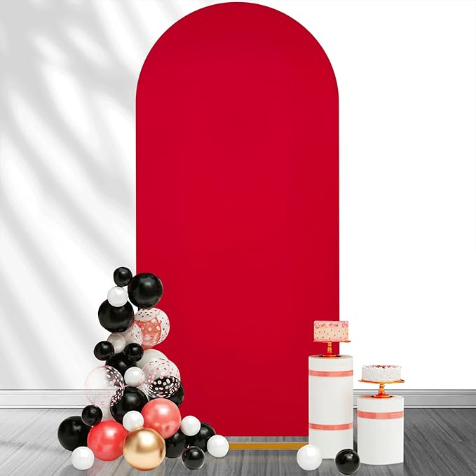 SoarDream Red Spandex Arch Cover 6FT Wedding Arch Backdrop Cover Stretchy Backdrop Chiara Wall Arch Stand Cover for Wedding Birthday Balloon Decorations- Ideal for Balloon Arches