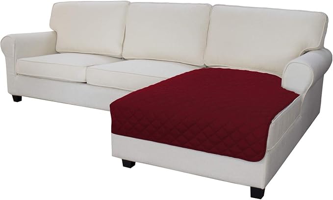 Christmas Red Sofa Slipcover for L-Shape Sectional, Quilted Microfiber