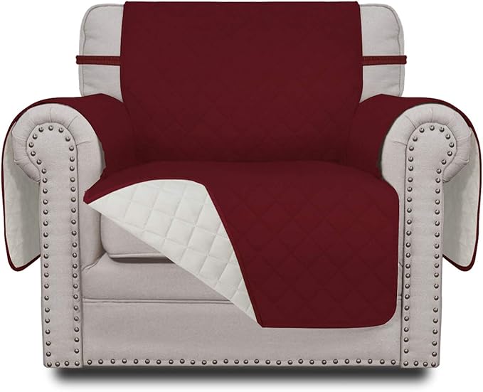 Sofa Slipcover Reversible, Water Resistant Microfiber, Christmas Red/Ivory
