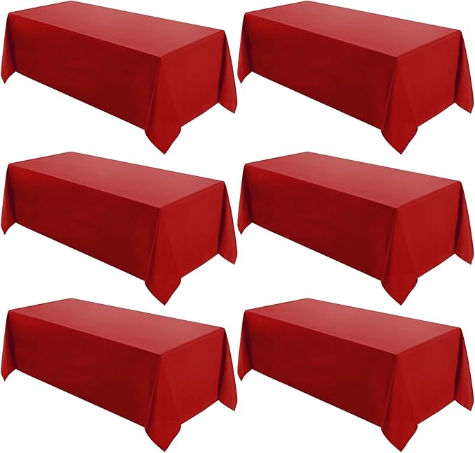 Tablecloths 6 Pack Red Rectangular 90 x 132 Inch Polyester