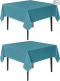 sancua Square Tablecloths 54x54 Inch, 2 Pack - Teal Fabric Table Cloth for Square or Round Tables, Washable Polyester Table Cover for Dinner, Holiday Party, Decorative Display Tables